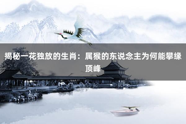 揭秘一花独放的生肖:属猴的东说念主为何能攀缘顶峰